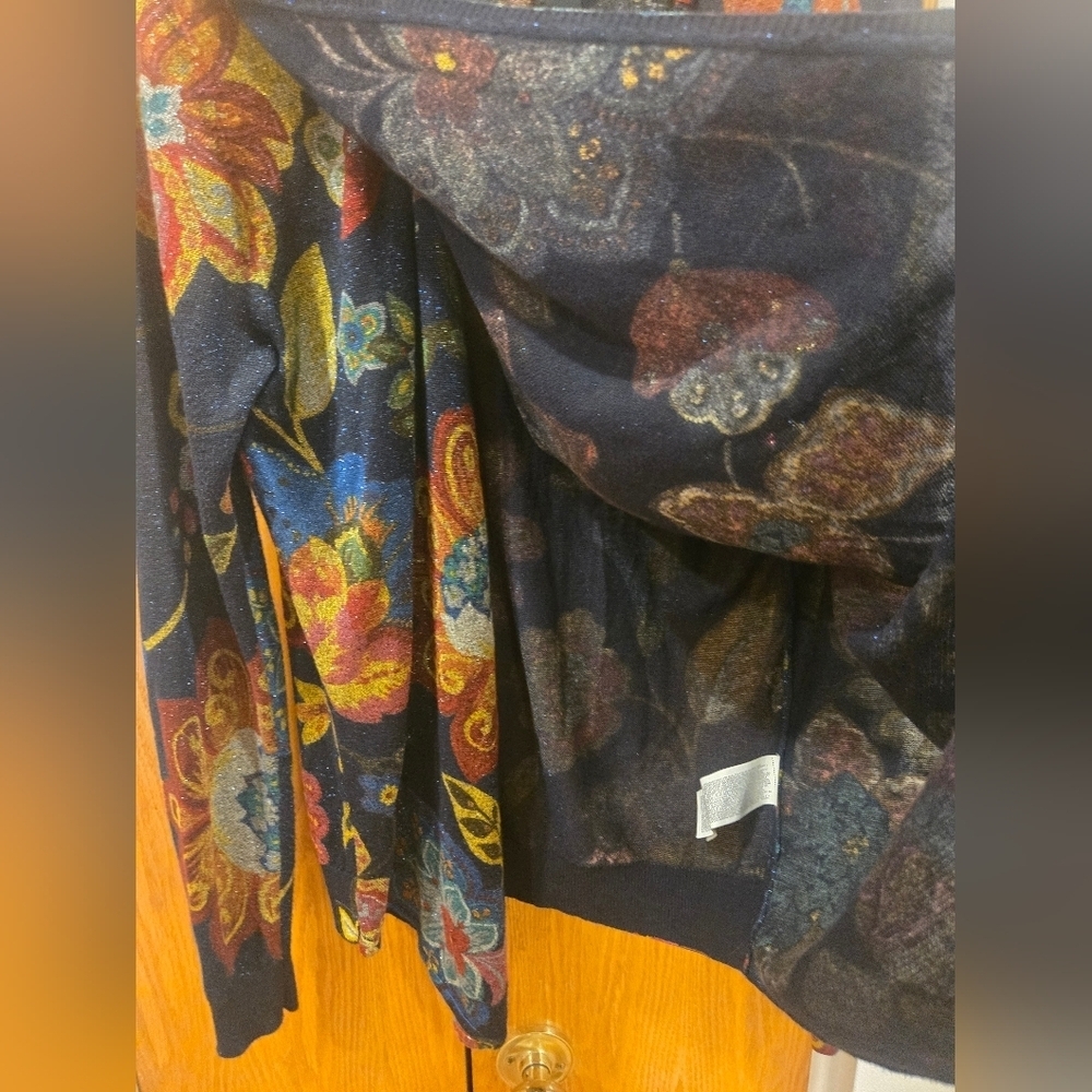 NWOT Desigual Multicolor Floral Cowl Neck Cardigan Sz S-M In Viscose - Picture 5 of 12
